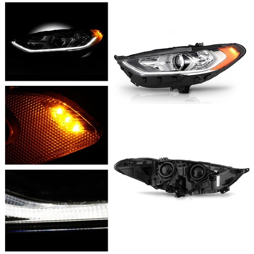 Halogen Headlight For 2017-2020 Ford Fusion w/ LED DRL w/ Bulbs Left Driver Side - Image 9