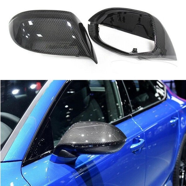 Carbon Fiber Car Side Mirror Cover Caps Side Assist For Audi A7 RS7 S7