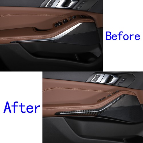 Real Carbon Fiber Interior Door Armrest light trim For BMW X5 X7 G05 G07 19-21 - Image 13