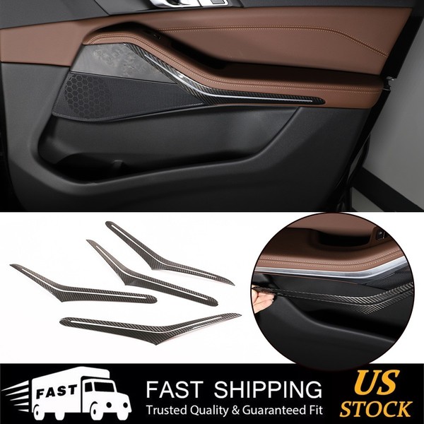 Real Carbon Fiber Interior Door Armrest light trim For BMW X5 X7 G05 G07 19-21