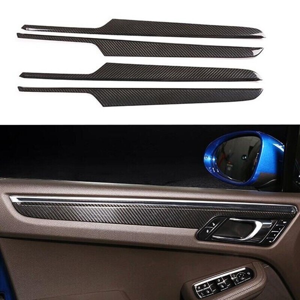 Real Carbon Fiber Interior Door Panel Decor Trim For Porsche Macan 2014-2023 US