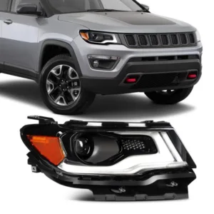 For 2017-2021 Jeep Compass 2.0L 2.4L Black Amber Headlight Right Passenger Side