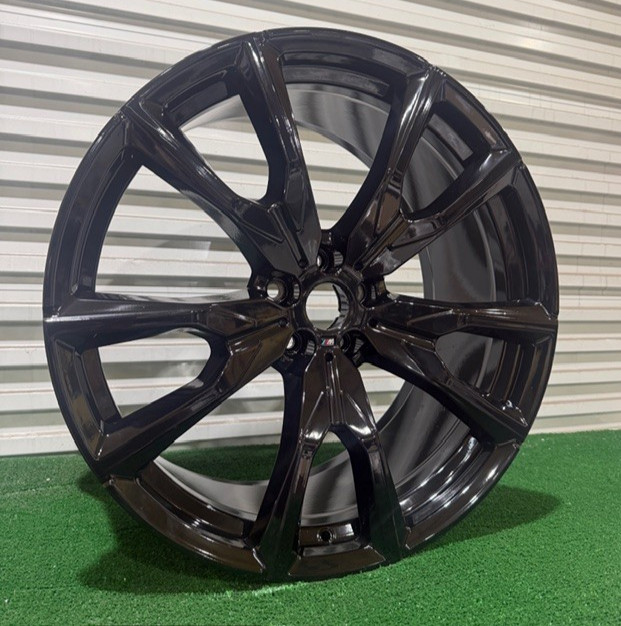 22" x 10.5" All Gloss Black Rear Factory OEM Alloy Wheel Rim 2019-2022 BMW X7 - Image 2