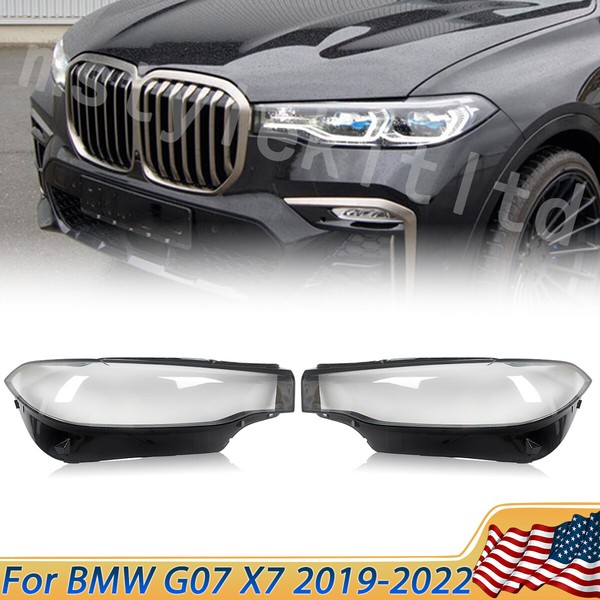 Left & Right Headlight Transparent Lens Housing Fit For BMW X7 X7M G07 2018-2022