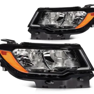 Fit for Jeep Compass 2.4L 2017-2021 Pair Headlight Assembly Black Housing