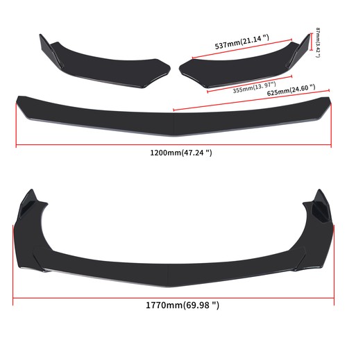 For Chevrolet Corvette C3 C4 C6 Front Bumper Lip Kit +78.7" Extension Side Skirt - Image 4
