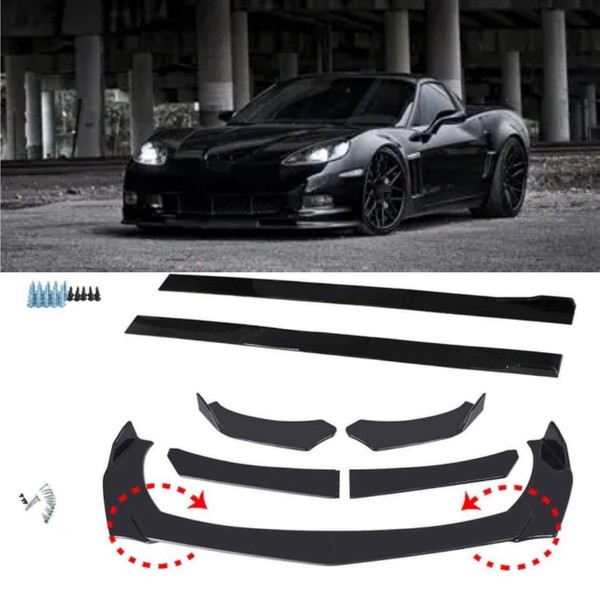 For Chevrolet Corvette C3 C4 C6 Front Bumper Lip Kit +78.7" Extension Side Skirt