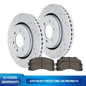 Ford F-150 & LINCOLN Front Slotted Brake Rotors Disc and Ceramic Pads Brakes