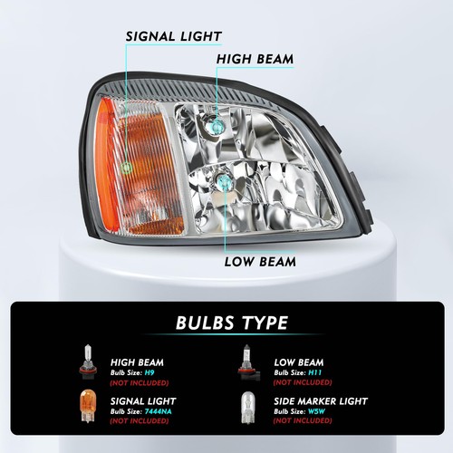 Headlight Assembly for Cadillac DeVille 2000 2005 Chrome Driver Passenger Side - Image 2