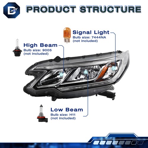 For 2015 2016 Honda CR-V CRV 4Door Halogen w/LED DRL Headlights Assembly Set - Image 2