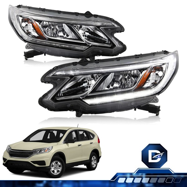 For 2015 2016 Honda CR-V CRV 4Door Halogen w/LED DRL Headlights Assembly Set