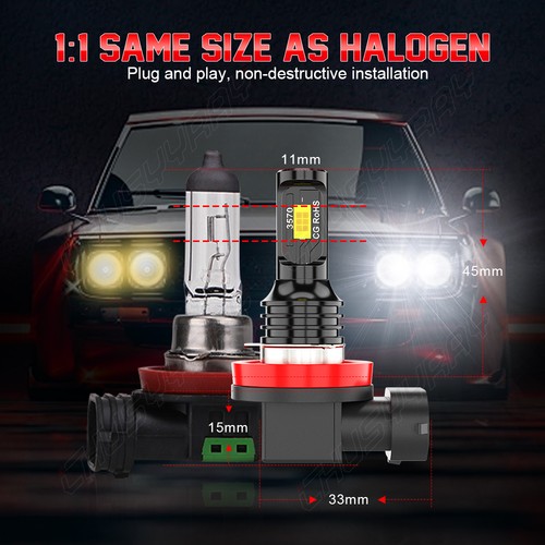 For Toyota Prius 2010-2012 2013 2014 2015 LED Headlights H11 Low Beam Bulbs Kit - Image 2