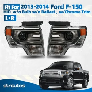 For 2013-2014 Ford F-150 HID/Xenon Chrome Projector Headlight Left+Right Pair