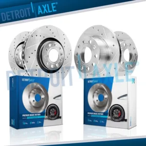 12.28" Front 10.71" Rear DRILLED Brake Rotors for VW Jetta Passat Beetle GTI A3