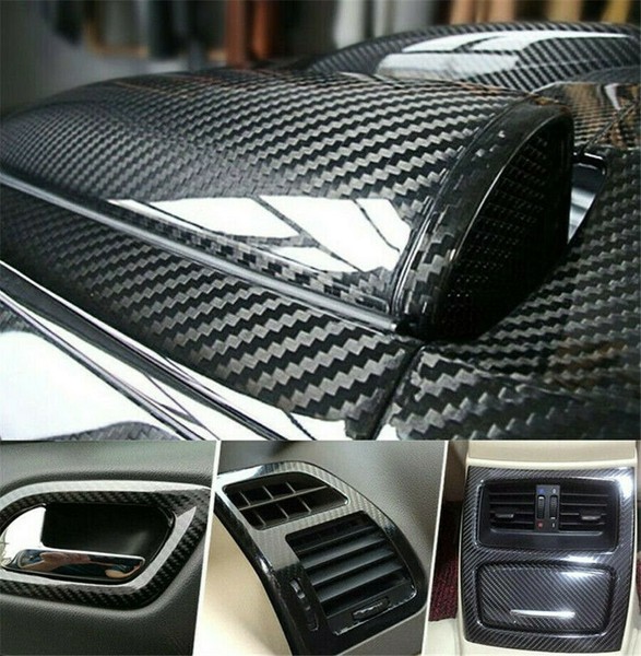 Carbon Fiber Vinyl Wrap Film Interior Control Decals Panel Car Parts Stickers BL