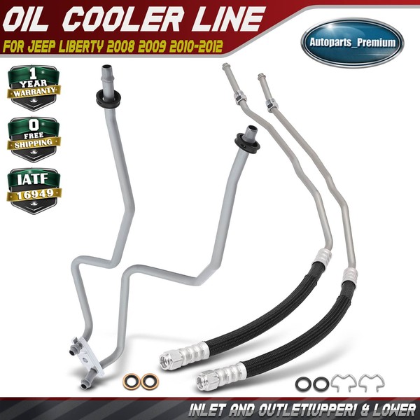 2x Inlet and Outlet(Upper) & Lower Transmission Oil Cooler Line for Jeep Liberty