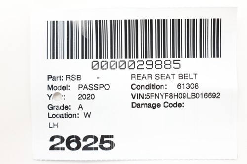 2019- 2021 HONDA PASSPORT REAR LEFT DRIVER SIDE SEAT BELT SEATBELT RETRACTOR OEM - Image 15