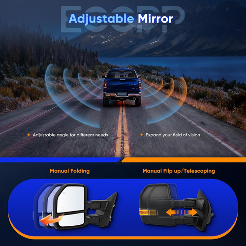Pair Tow Mirrors Ford F150 2015-2020 Power Heated Turn Signal Temp Sensor Black - Image 5