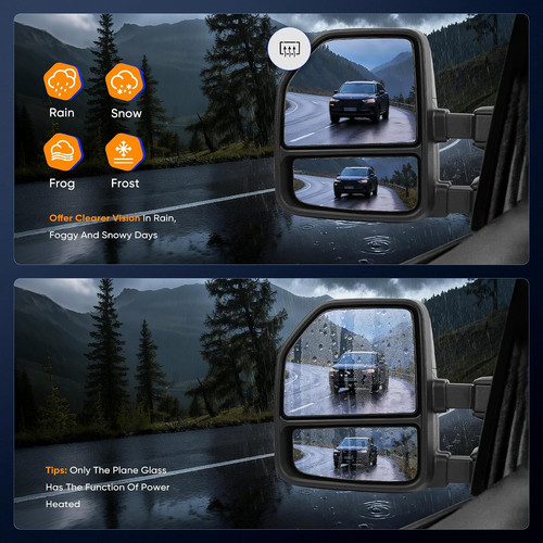 Pair Tow Mirrors Ford F150 2015-2020 Power Heated Turn Signal Temp Sensor Black - Image 6