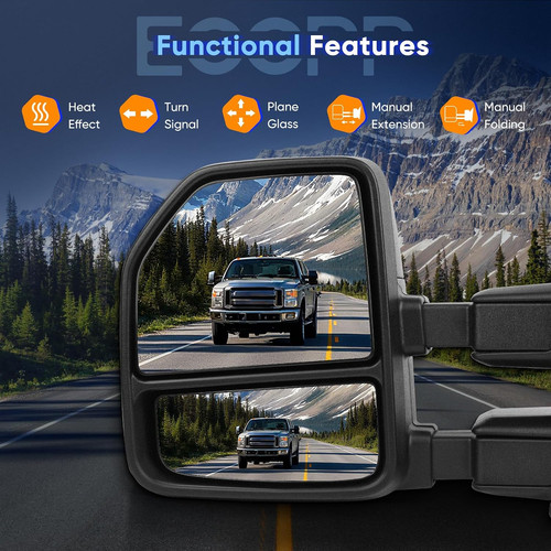 Pair Tow Mirrors Ford F150 2015-2020 Power Heated Turn Signal Temp Sensor Black - Image 7