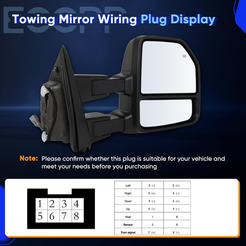 Pair Tow Mirrors Ford F150 2015-2020 Power Heated Turn Signal Temp Sensor Black - Image 8