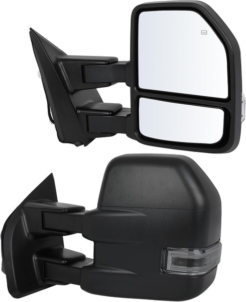Pair Tow Mirrors Ford F150 2015-2020 Power Heated Turn Signal Temp Sensor Black