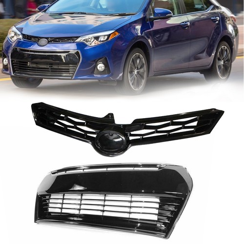 For 2014 2015 2016 Toyota Corolla S Front Upper Lower Bumper Grill Grille 2pcs - Image 2