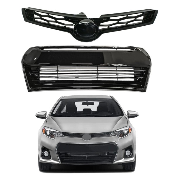 For 2014 2015 2016 Toyota Corolla S Front Upper Lower Bumper Grill Grille 2pcs