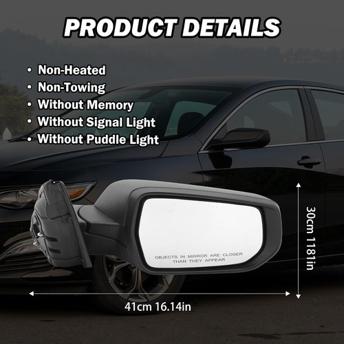 Passenger Side View Mirror for Chevy Malibu 2016 2017 2018 2019 2020 2021 2022 - Image 5