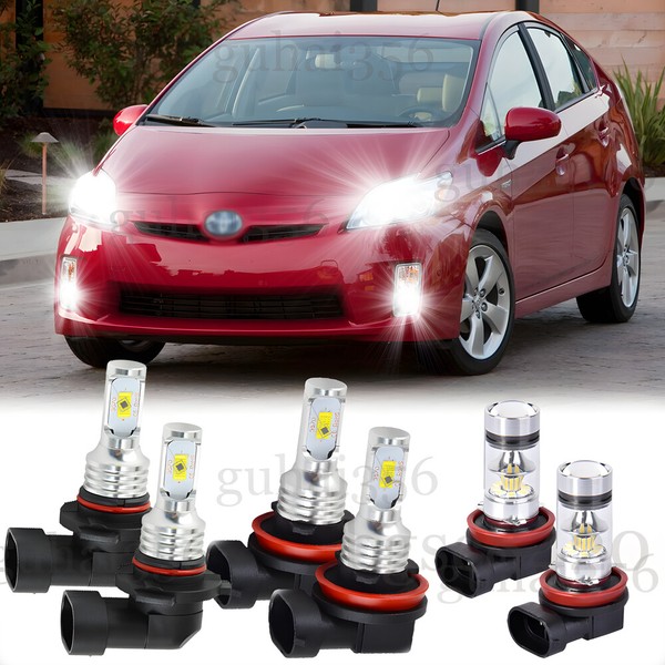 For Toyota Prius 2010-2015 6500K LED Headlight High Low + Fog Light Bulbs Combo