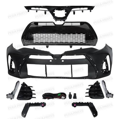 Complete Front Bumper Upper Grille Fog Light Set For 17-19 Toyota Corolla SE XSE - Image 3