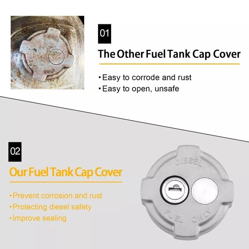 2 3/8" Locking Diesel Fuel Cap Fit 02 & Up Freightliner M2 Small Semi Box Trucks - Image 6
