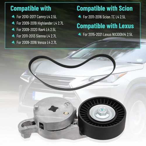 Serpentine Belt Tensioner Water Pump Kit For 2012-2017 Toyota Camry RAV4 2.5L L4 - Image 15
