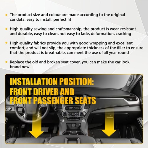 Pair For 2015-2019 GMC Yukon Front Driver & Passenger Bottom Leather Seat 2PCS - Image 7