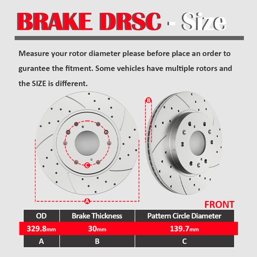 For Chevrolet Silverado GMC Sierra 1500 Front Rear Drilled Rotors Brake Pads Kit - Image 3