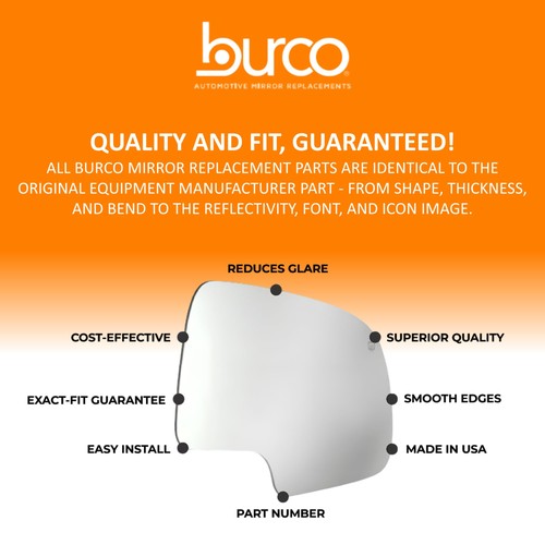 Burco 5418 Convex Mirror Glass 876212S010 Fits Hyundai Tucson 2010-2015 Snap Fit - Image 5