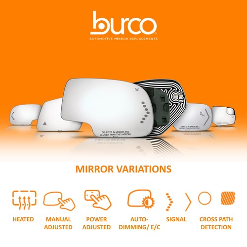 Burco 5418 Convex Mirror Glass 876212S010 Fits Hyundai Tucson 2010-2015 Snap Fit - Image 8