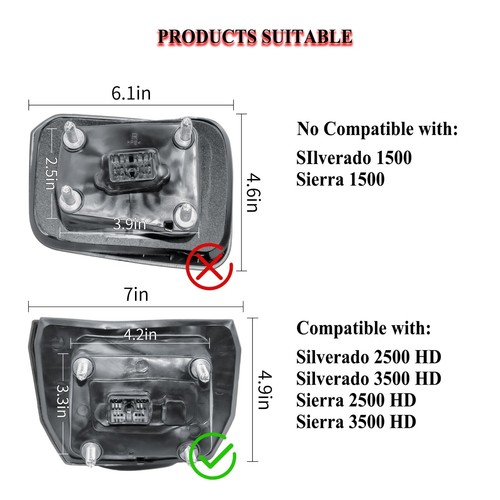 Passenger Right Side Black Tow Mirror For 19-25 Chevy Silverado GMC Sierra 2500 - Image 6