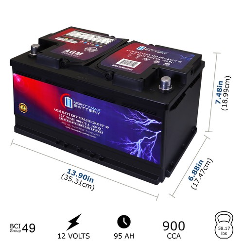Mighty Max MM-H8 Group 49 12V 95Ah 160RC 900CCA Battery Replaces Ram 1500 14-18 - Image 2