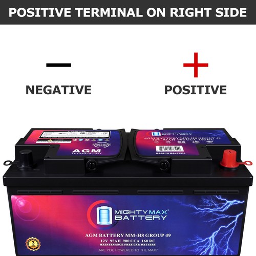 Mighty Max MM-H8 Group 49 12V 95Ah 160RC 900CCA Battery Replaces Ram 1500 14-18 - Image 3