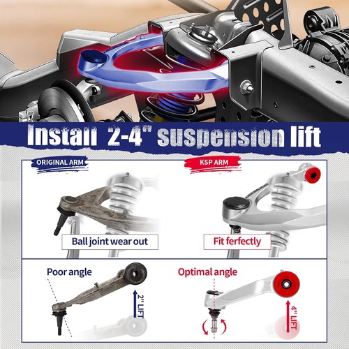 Upper Control Arms for 2007-2018 Chevy GMC Sierra Silverado 1500 w/ 2-4'' lift - Image 7