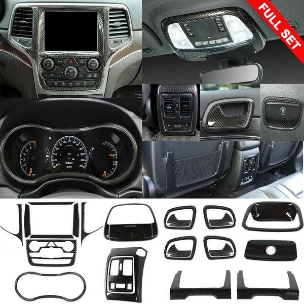 24 Carbon Fiber Inner Decor Trim Cover Panel for Jeep Grand Cherokee Accessories