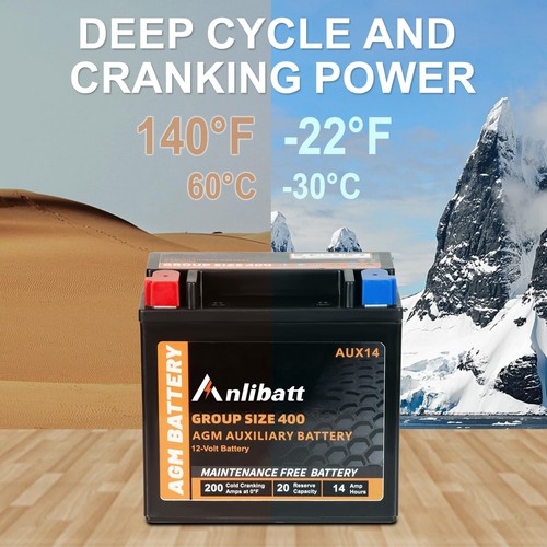 AUX14 Auxiliary Battery 12V 14Ah 20RC 200CCA Group 400 AUX Automotive Battery - Image 5