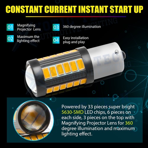 2x 1156 BA15S LED Front Turn Signal Blinker Light Bulbs 3000K Amber for Hyundai - Image 2
