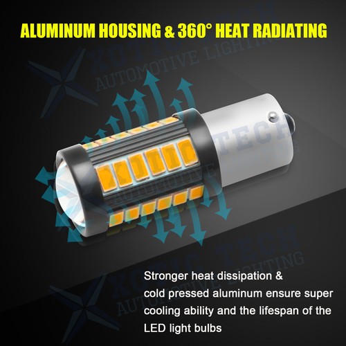 2x 1156 BA15S LED Front Turn Signal Blinker Light Bulbs 3000K Amber for Hyundai - Image 3
