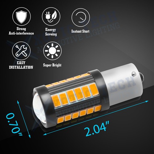 2x 1156 BA15S LED Front Turn Signal Blinker Light Bulbs 3000K Amber for Hyundai - Image 4