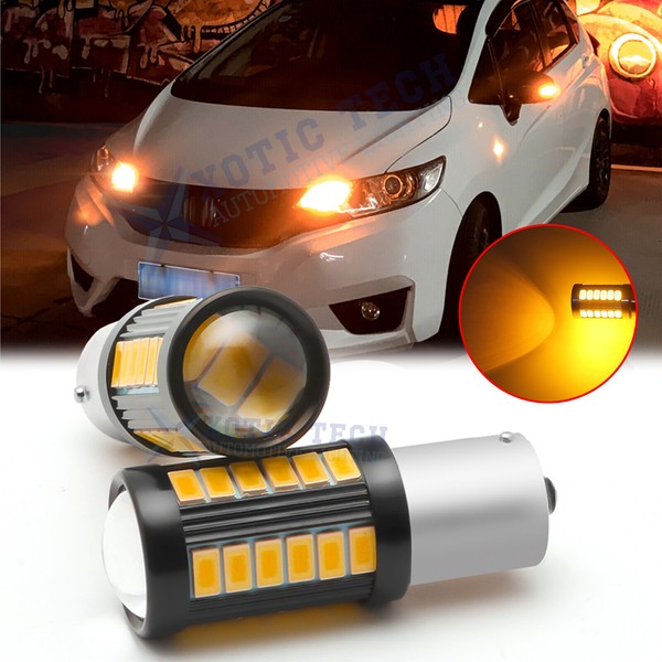 2x 1156 BA15S LED Front Turn Signal Blinker Light Bulbs 3000K Amber for Hyundai