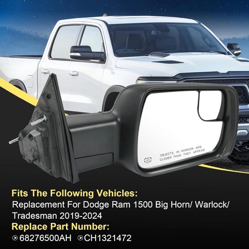 Power Fold Side Mirror Fit Ram 1500 2019 2020 21-2024 Passenger W/Signal Heated - Image 6