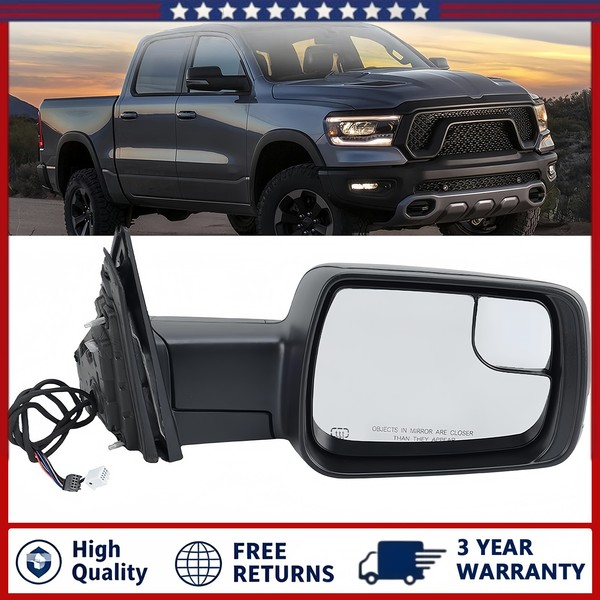 Power Fold Side Mirror Fit Ram 1500 2019 2020 21-2024 Passenger W/Signal Heated