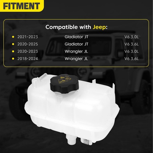 Coolant Reservoir Tank For 2018-2025 Jeep Wrangler JL Gladiator JT V6 3.0L 3.6L - Image 2